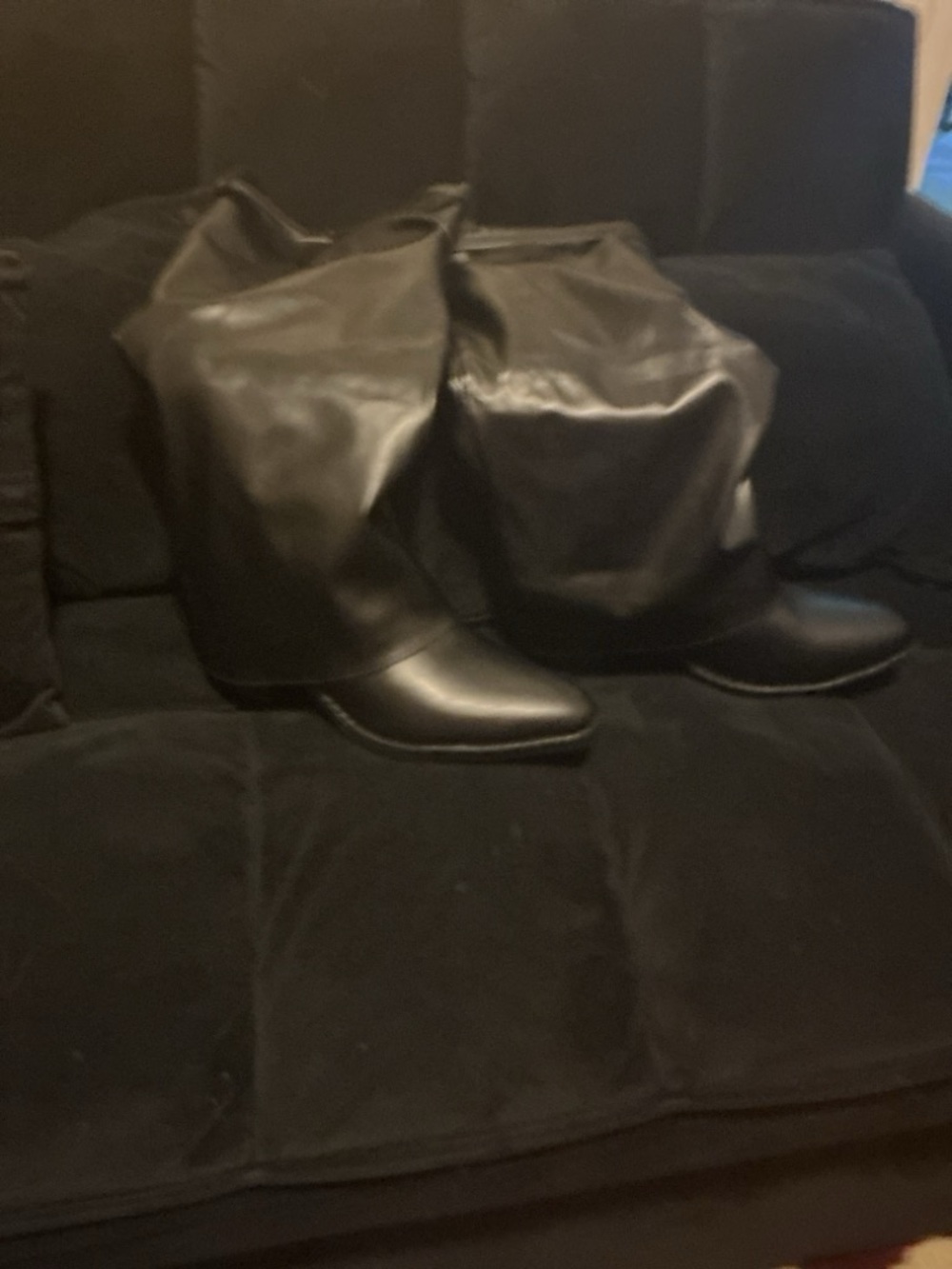 SHEIN Black Over-the-Knee Folded Shaft Boots